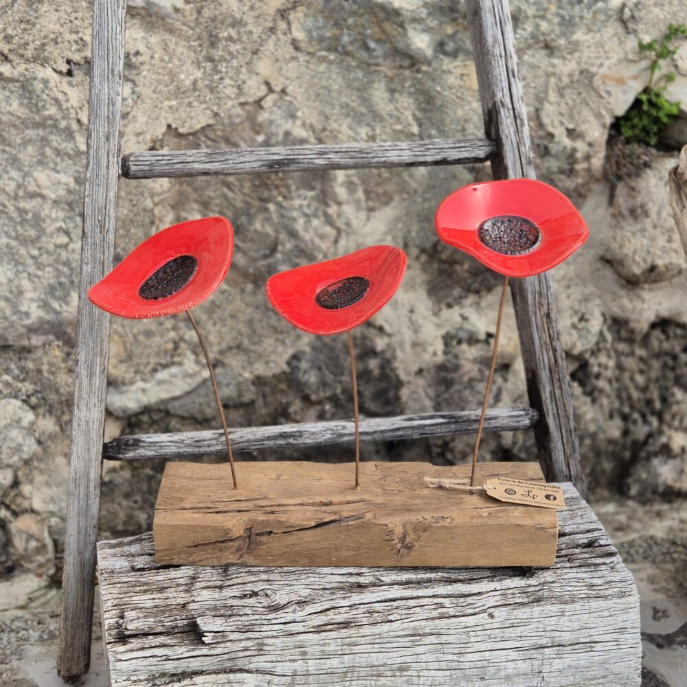 sculpture coquelicots rouges LP Céramique