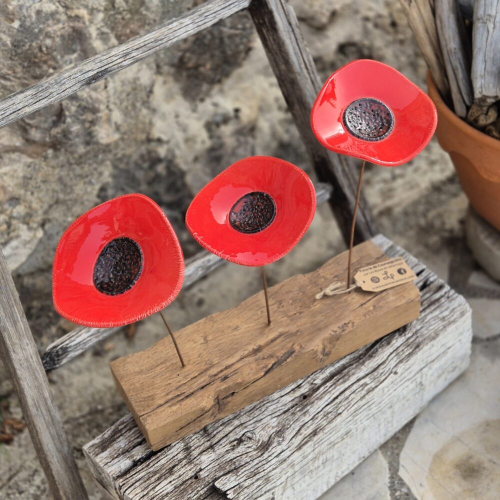 sculpture coquelicots rouges LP Céramique